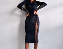 Оксамитова сукня міді зі шнурівкою | PUSHKA SHOP