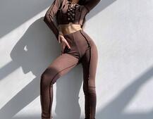 Комплект: топ зі шнурівкою на грудях + легінси | PUSHKA SHOP