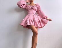 Сукня з воланами та шнурівкою  по спинці | PUSHKA SHOP