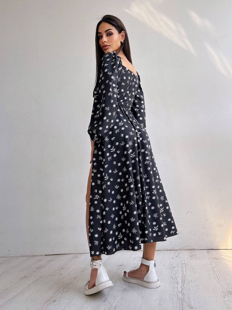 Сукня міді з розрізом на спідниці Сукня міді з розрізом на спідниці | PUSHKA SHOP