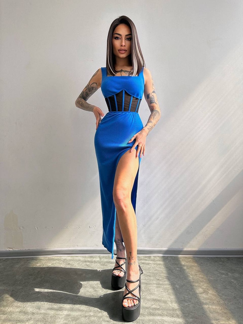 Сукня-міді  з елементами корсету   | PUSHKA SHOP