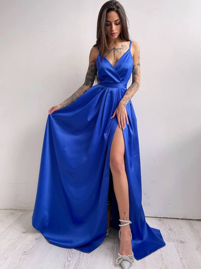 Платье макси с разрезом на юбке и запахом на груди   Платье макси с разрезом на юбке и запахом на груди   | PUSHKA SHOP