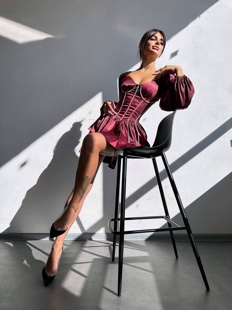 Сукня з корсетом, декорованим стразами  Ручна робота  | PUSHKA SHOP