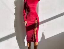 Оксамитова сукня міді зі шнурівкою | PUSHKA SHOP