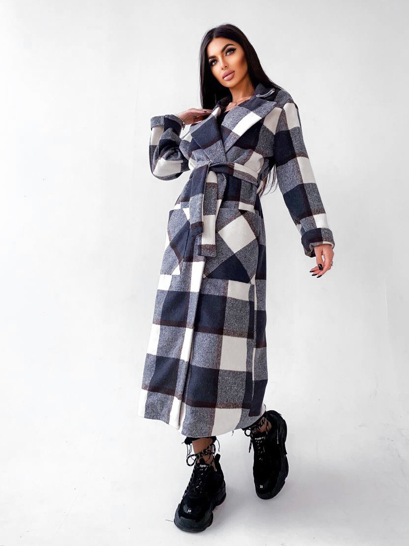 Кашемировое пальто в клетку на подкладке Кашемировое пальто в клетку на подкладке | PUSHKA SHOP