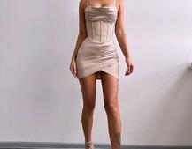 Комплект: корсет, декорований стразами + спідниця міні з драпіруванням   | PUSHKA SHOP