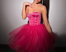 Комплект: корсет, декорований стразами  +  пишна фатинова спідниця Комплект: корсет, декорований стразами  +  пишна фатинова спідниця | PUSHKA SHOP