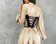 Комплект: шелковое платье на завязках с корсетом  | PUSHKA SHOP