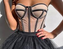 Комплект: корсет бюстьє декорований стразами + пишна спідниця максі  Ручна робота  | PUSHKA SHOP