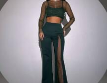 Комплект: топ + штани із сіткою зі стразами  | PUSHKA SHOP