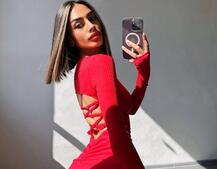 Трикотажна сукня міді зі шнурівкою на спинці Трикотажна сукня міді зі шнурівкою на спинці | PUSHKA SHOP