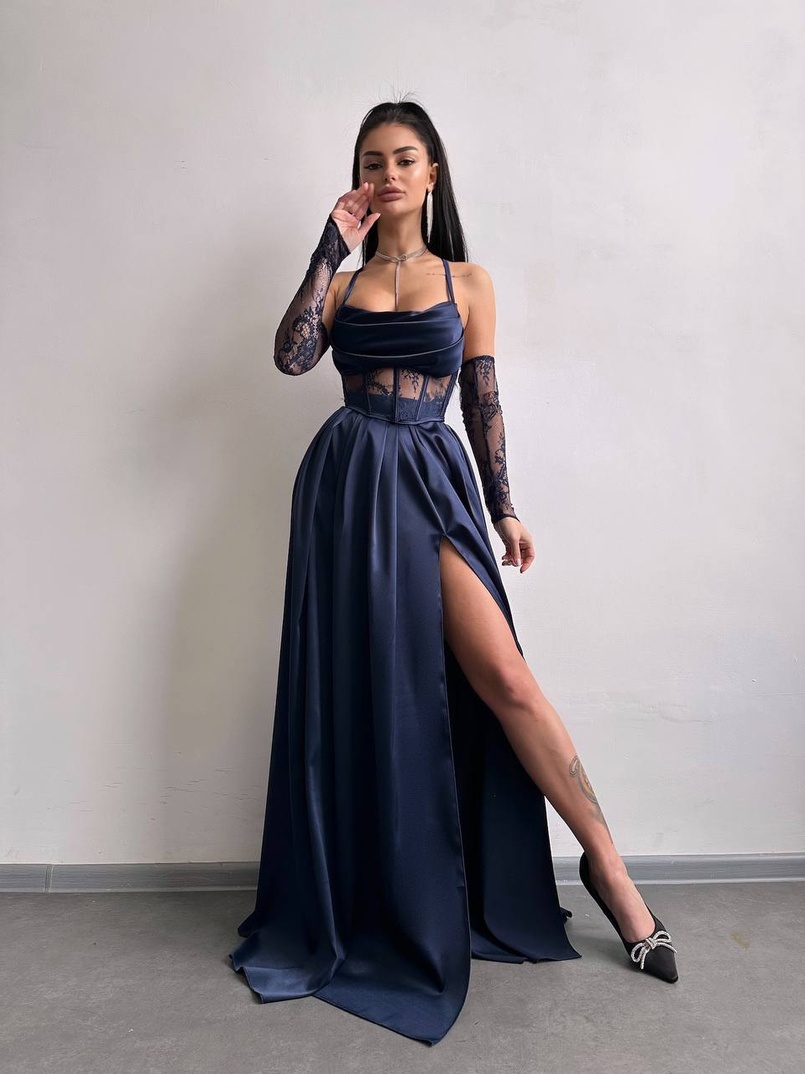 Атласний комплект: корсет + спідниця максі  | PUSHKA SHOP