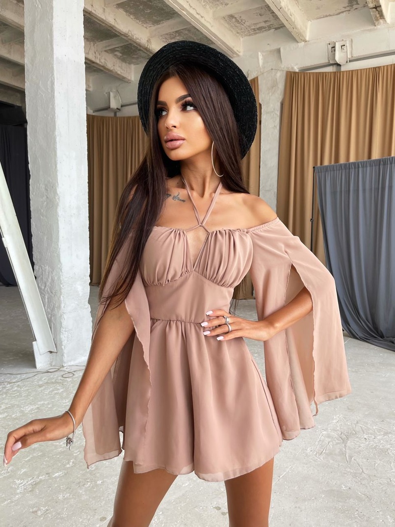 Шифоновый ромпер с расклешенными рукавами  Шифоновый ромпер с расклешенными рукавами  | PUSHKA SHOP