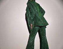 Костюм: піджак на підкладці, штани кльош+ топ з чашечками | PUSHKA SHOP