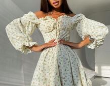 Цветочное платье-бюстье с чашечками и пышной юбкой с оборками Цветочное платье-бюстье с чашечками и пышной юбкой с оборками | PUSHKA SHOP