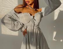 Блискуча сукня з оборками та чашками з ефектом push up | PUSHKA SHOP