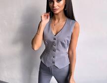 Костюм: піджак на підкладці, штани кльош+ жилет Костюм: піджак на підкладці, штани кльош+ жилет | PUSHKA SHOP