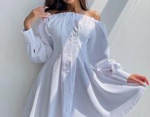 Приталена сукня-сорочка на плічках з корсетом з еко-шкіри | PUSHKA SHOP