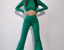 Комплект : штани кльош і топ , декорований бахромою зі страз Ручна робота | PUSHKA SHOP