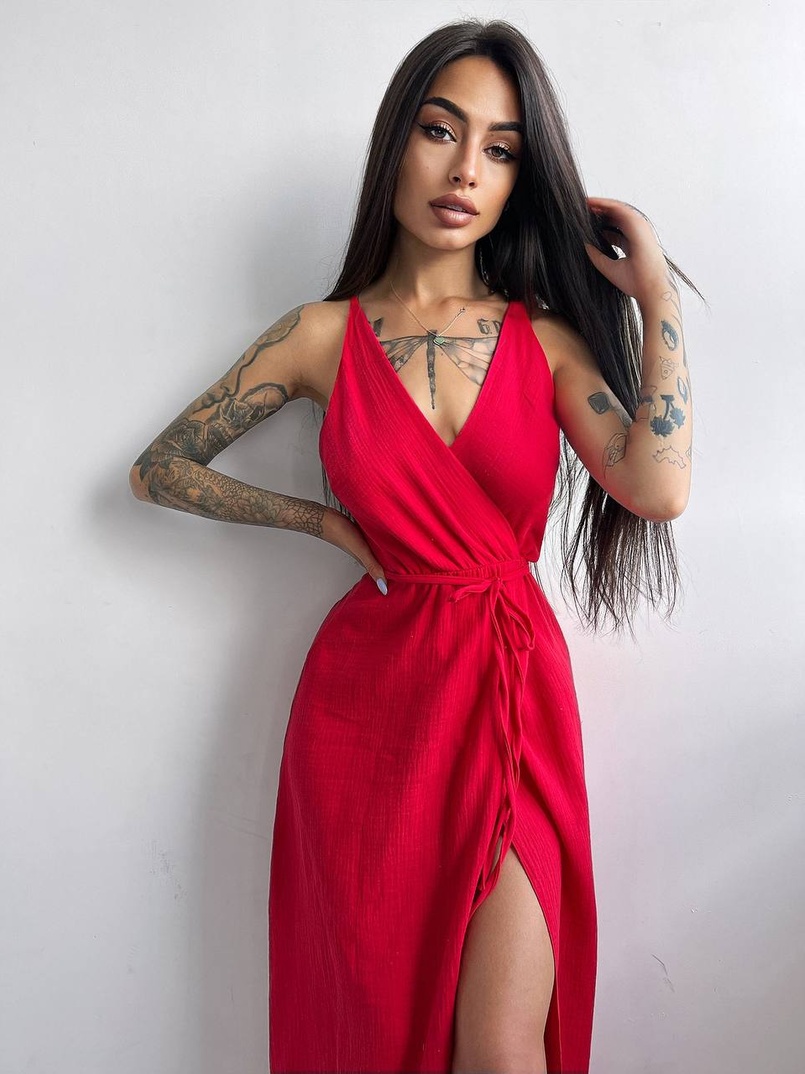 Муслиновое платье с запахом  | PUSHKA SHOP