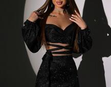 Сяючий комплект: топ  + спідниця  Сяючий комплект: топ  + спідниця  | PUSHKA SHOP