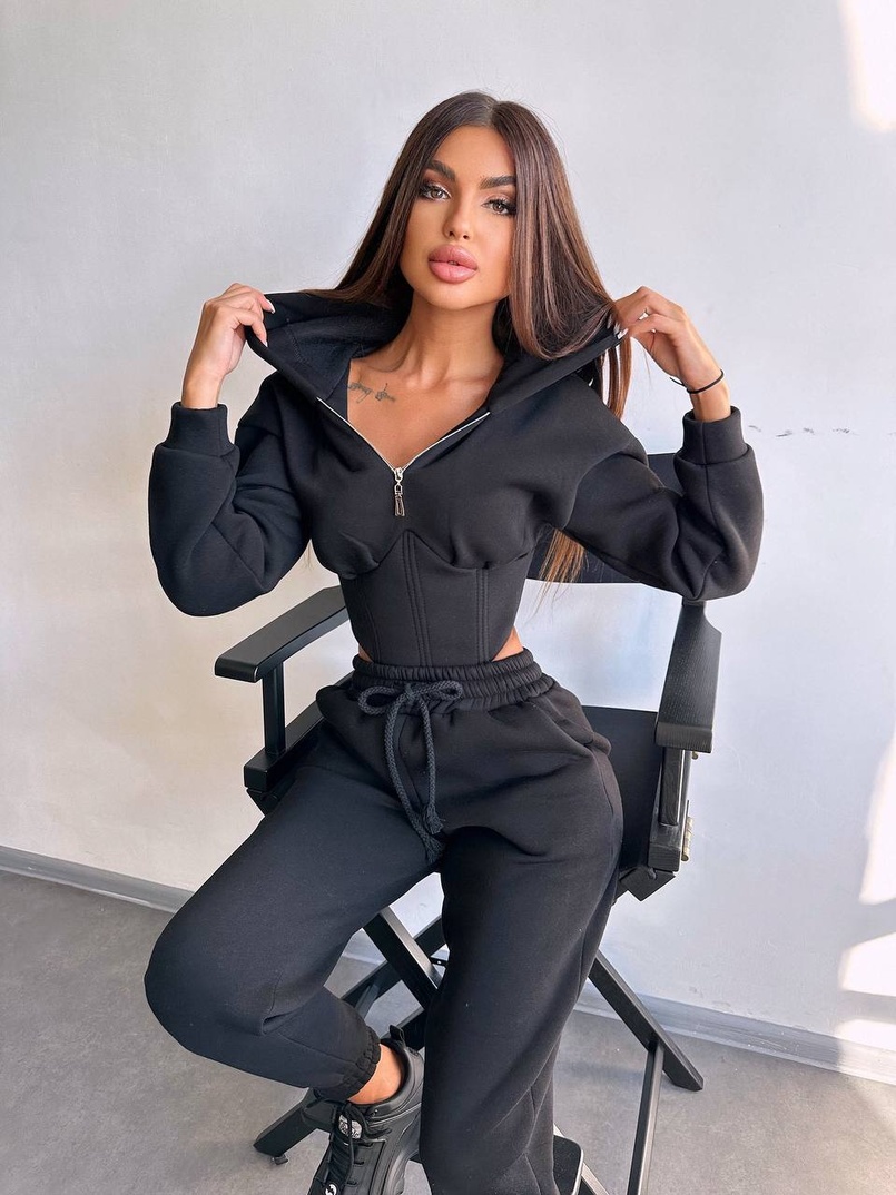 Комплект на флісі : худі з елементами корсету + штани  | PUSHKA SHOP