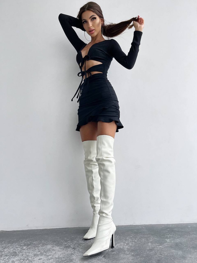 Трикотажна сукня з присбореною спідницею | PUSHKA SHOP