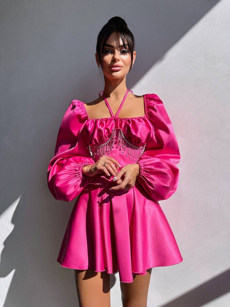 Сукня з корсетом, декорованим бахромою зі страз Ручна робота Сукня з корсетом, декорованим бахромою зі страз Ручна робота | PUSHKA SHOP