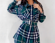 Кашемировое платье-рубашка в клетку | PUSHKA SHOP