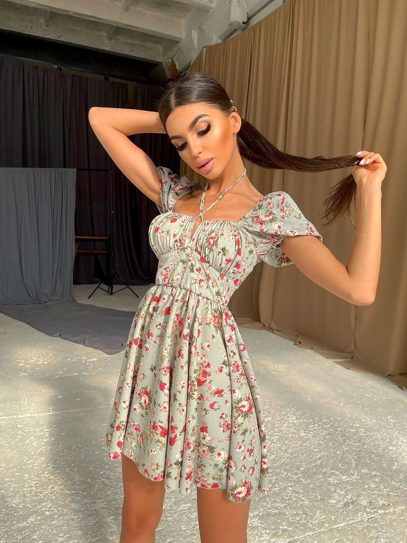 Летнее цветочное платье с завязками на груди  Летнее цветочное платье с завязками на груди  | PUSHKA SHOP
