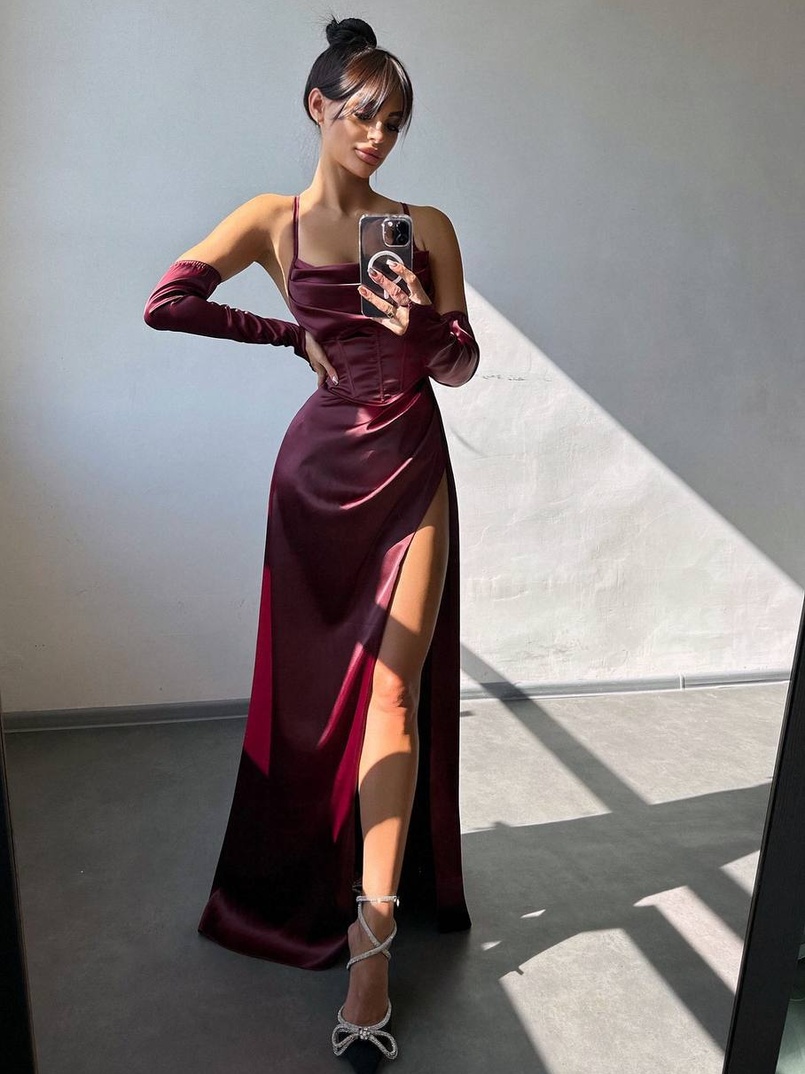 Комплект: корсет з рукавичками + спідниця максі з драпіруванням   | PUSHKA SHOP