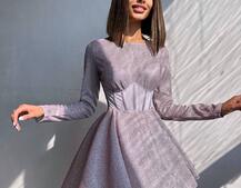 Приталена блискуча сукня з корсетною вставкою та пишною спідницею-сонцем Приталена блискуча сукня з корсетною вставкою та пишною спідницею-сонцем | PUSHKA SHOP