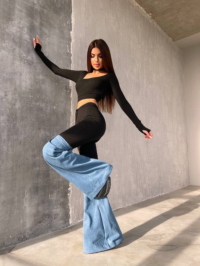 Штани-кльош  з металевими застібками   | PUSHKA SHOP