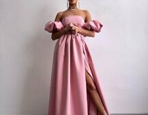 Сукня максі  з розрізом на спідниці та об’ємними рукавами  | PUSHKA SHOP