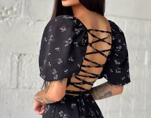 Платье миди со шнуровкой на спинке  | PUSHKA SHOP