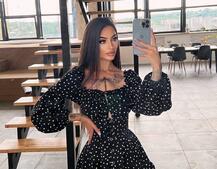 Сукня в горошок на ґудзиках з воланами  | PUSHKA SHOP