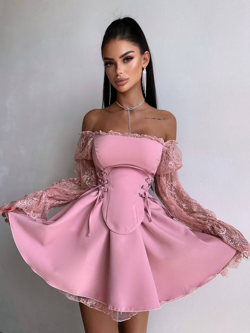 Сукня з корсетом декорована мереживом Сукня з корсетом декорована мереживом | PUSHKA SHOP