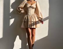 Комплект: сукня з подвійною спідницею + корсет, декорований стразами    | PUSHKA SHOP