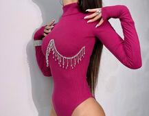 Трикотажний боді-гольф, декорований бахромою зі страз | PUSHKA SHOP