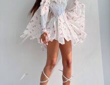 Шифонова сукня на підкладці з розкльошеними рукавами з асиметричною спідницею + корсет декорований стразами Шифонова сукня на підкладці з розкльошеними рукавами з асиметричною спідницею + корсет декорований стразами | PUSHKA SHOP