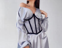 Комплект: шелковое платье на завязках с прозрачным бельевым корсетом на шнуровке Комплект: шелковое платье на завязках с прозрачным бельевым корсетом на шнуровке | PUSHKA SHOP