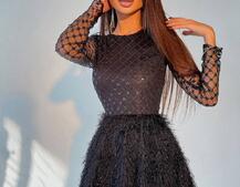 Платье с блестящим верхом и пушистой юбочкой Платье с блестящим верхом и пушистой юбочкой | PUSHKA SHOP