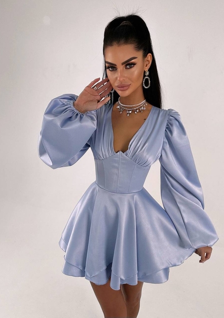 Атласна корсетна сукня  з пишною подвійною спідницею  | PUSHKA SHOP