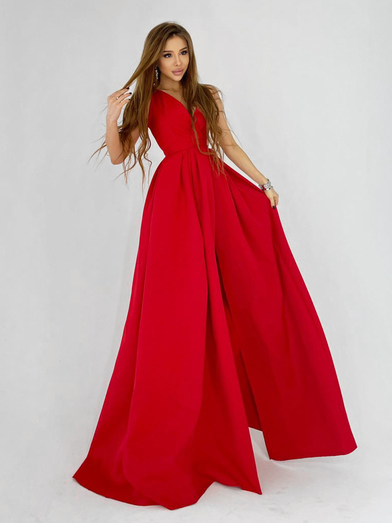 Платье макси с разрезом на юбке и запахом на груди Платье макси с разрезом на юбке и запахом на груди | PUSHKA SHOP