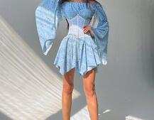 Сукня асиметричного крою з розкльошеними рукавами + корсет декорований стразами Ручна робота Сукня асиметричного крою з розкльошеними рукавами + корсет декорований стразами Ручна робота | PUSHKA SHOP