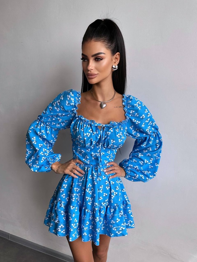 Сукня з квітковим принтом з воланами на ґудзиках  Сукня з квітковим принтом з воланами на ґудзиках  | PUSHKA SHOP