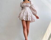 Квіткова сукня з воланами та шнуровкою по спинці Квіткова сукня з воланами та шнуровкою по спинці | PUSHKA SHOP