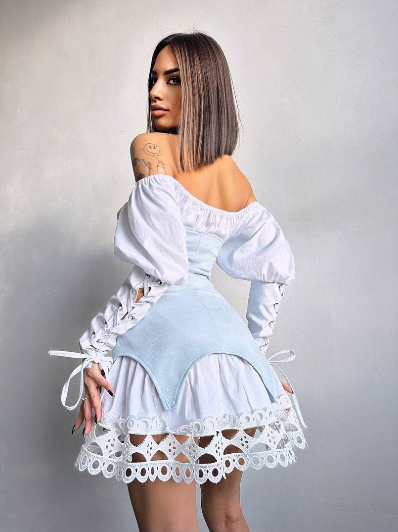 Комплект: сукня декорована мереживом + корсет Комплект: сукня декорована мереживом + корсет | PUSHKA SHOP