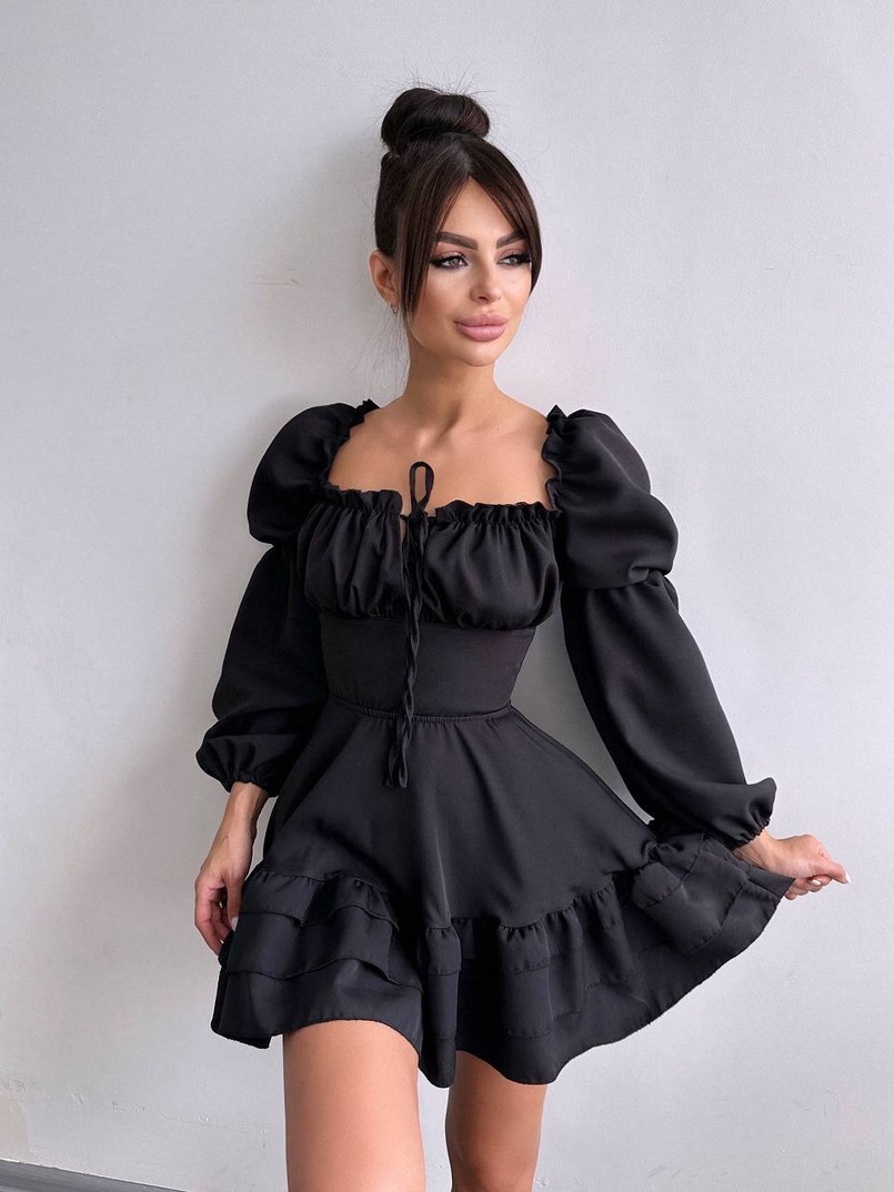 Сукня з воланами та шнурівкою  по спинці | PUSHKA SHOP