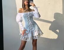 Комплект: сукня декорована мереживом + корсет Комплект: сукня декорована мереживом + корсет | PUSHKA SHOP